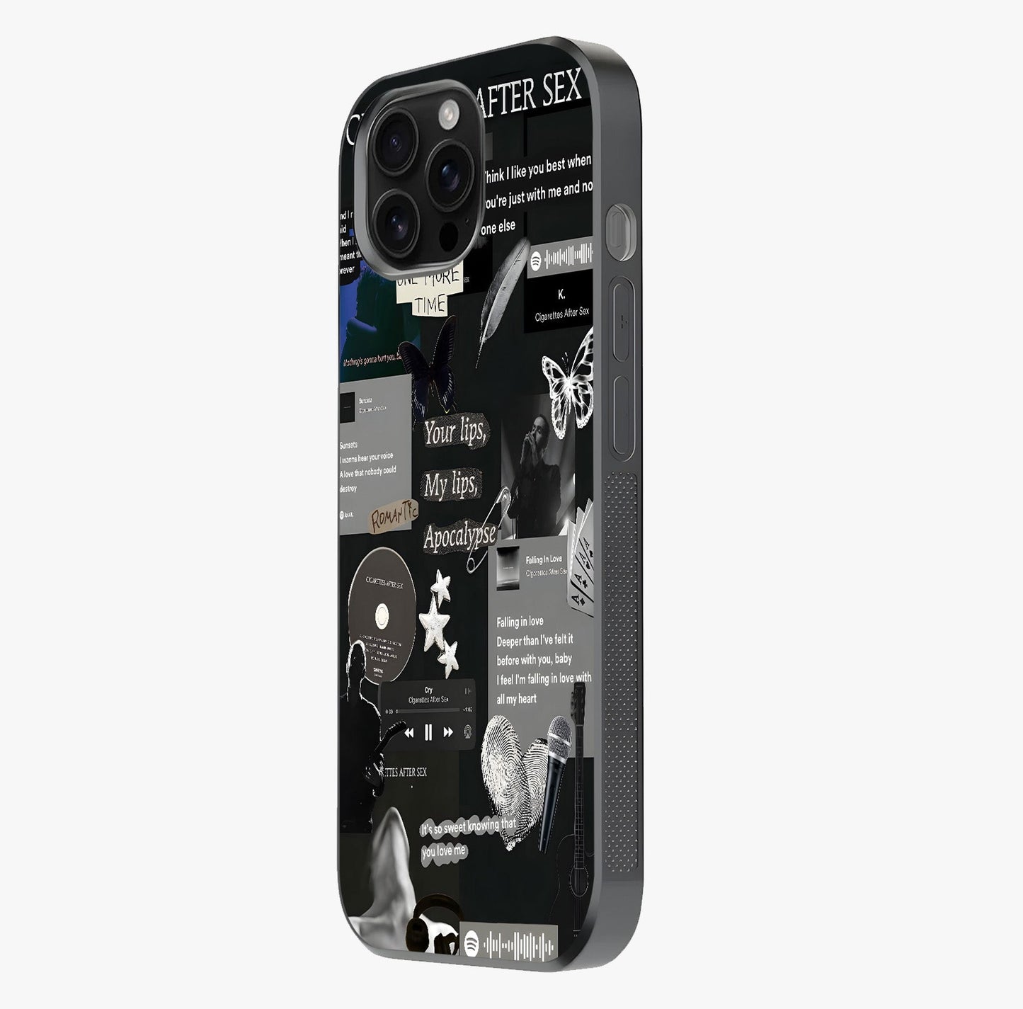 Midnight Love Echo Glass Case photographed in natural light showing reflective finish and design depth.