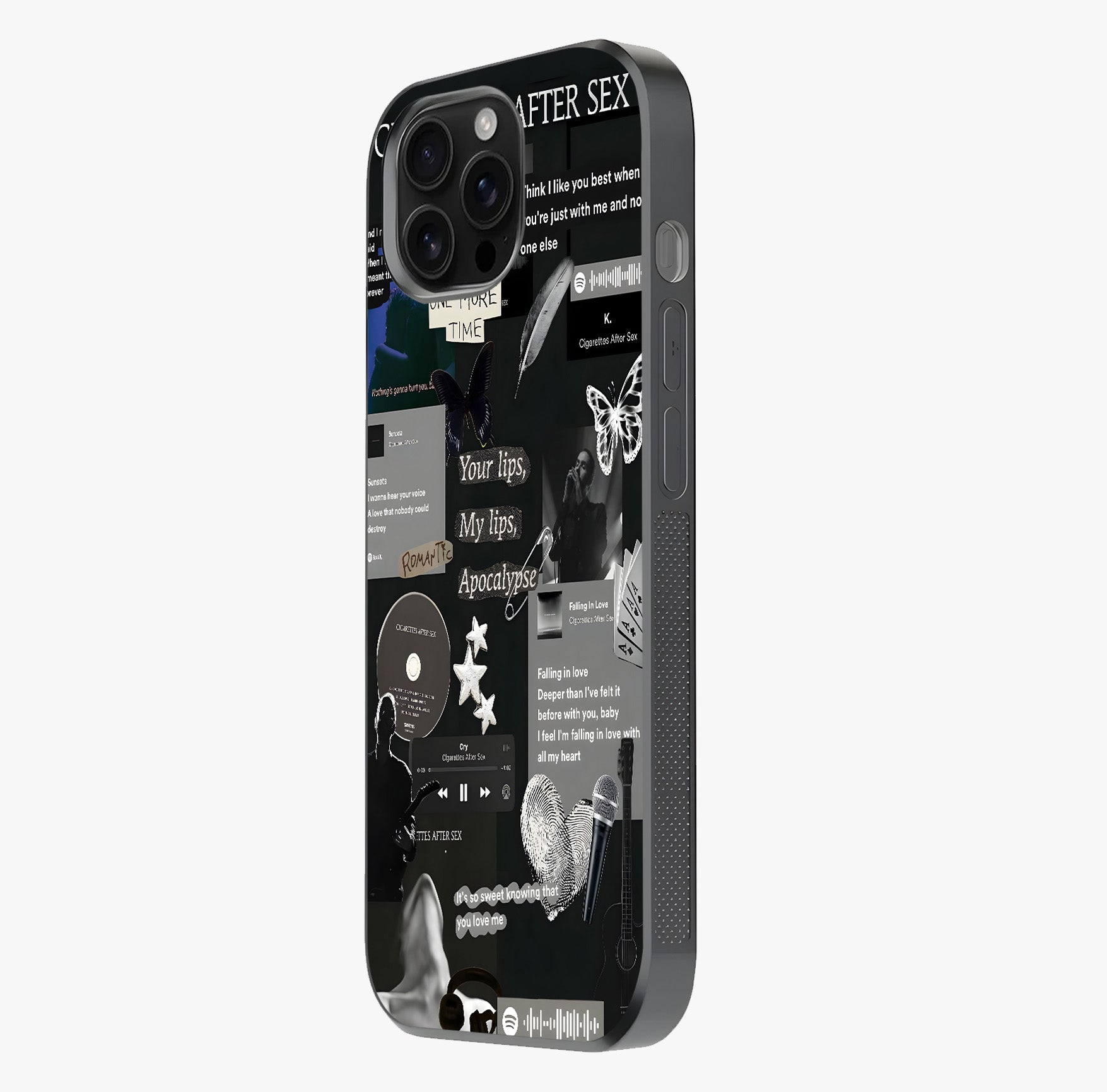 Midnight Love Echo Glass Case photographed in natural light showing reflective finish and design depth.