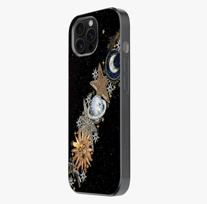 Pearls Universe Object Glass Case photographed in natural light showing reflective finish and design depth.
