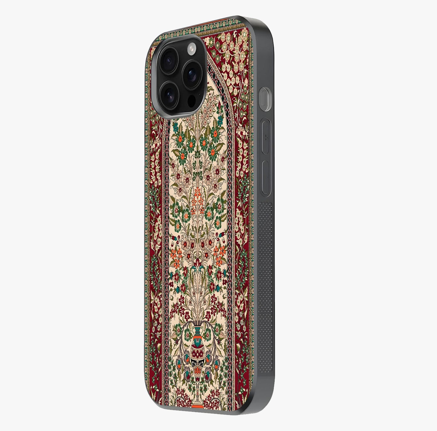 Persian Inspired Glass Case photographed in natural light showing reflective finish and design depth.