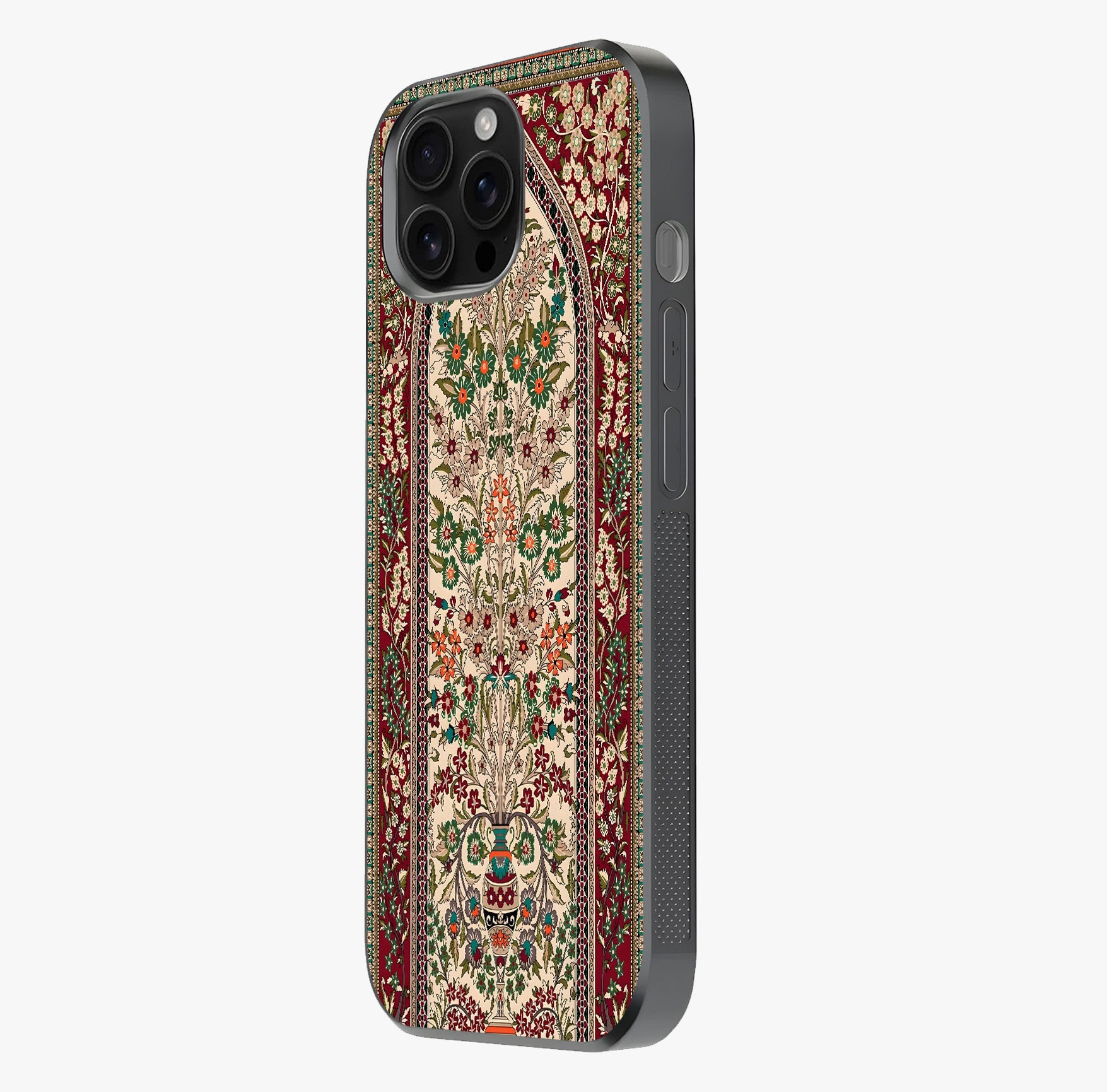 Persian Inspired Glass Case photographed in natural light showing reflective finish and design depth.