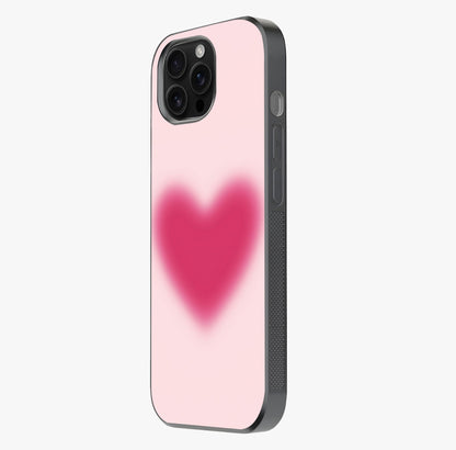 Pink Aura Heart Glass Case photographed in natural light showing reflective finish and design depth.