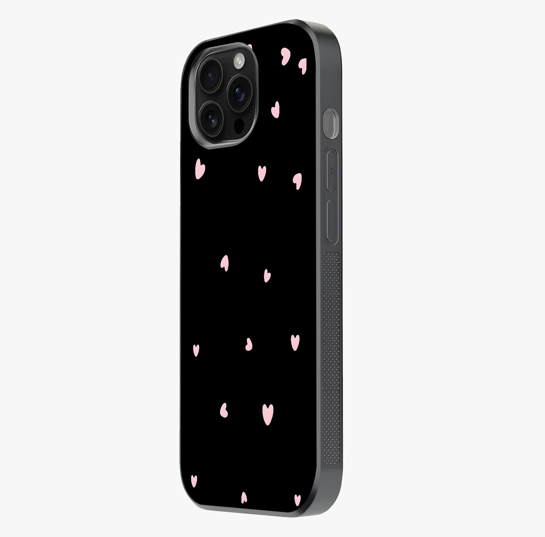 Pink Love Drops Glass Case photographed in natural light showing reflective finish and design depth.