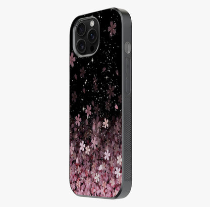 Small Starry Flowers Glass Case photographed in natural light showing reflective finish and design depth.