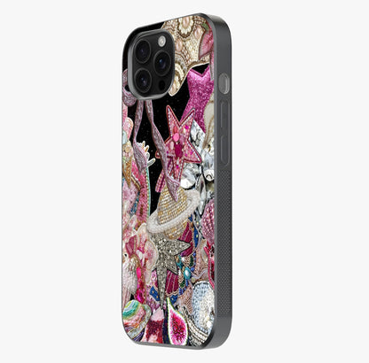 Starlit Jewel Dream Glass Case photographed in natural light showing reflective finish and design depth.