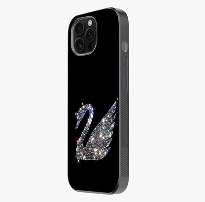 Starlit Swan Grace Glass Case photographed in natural light showing reflective finish and design depth.