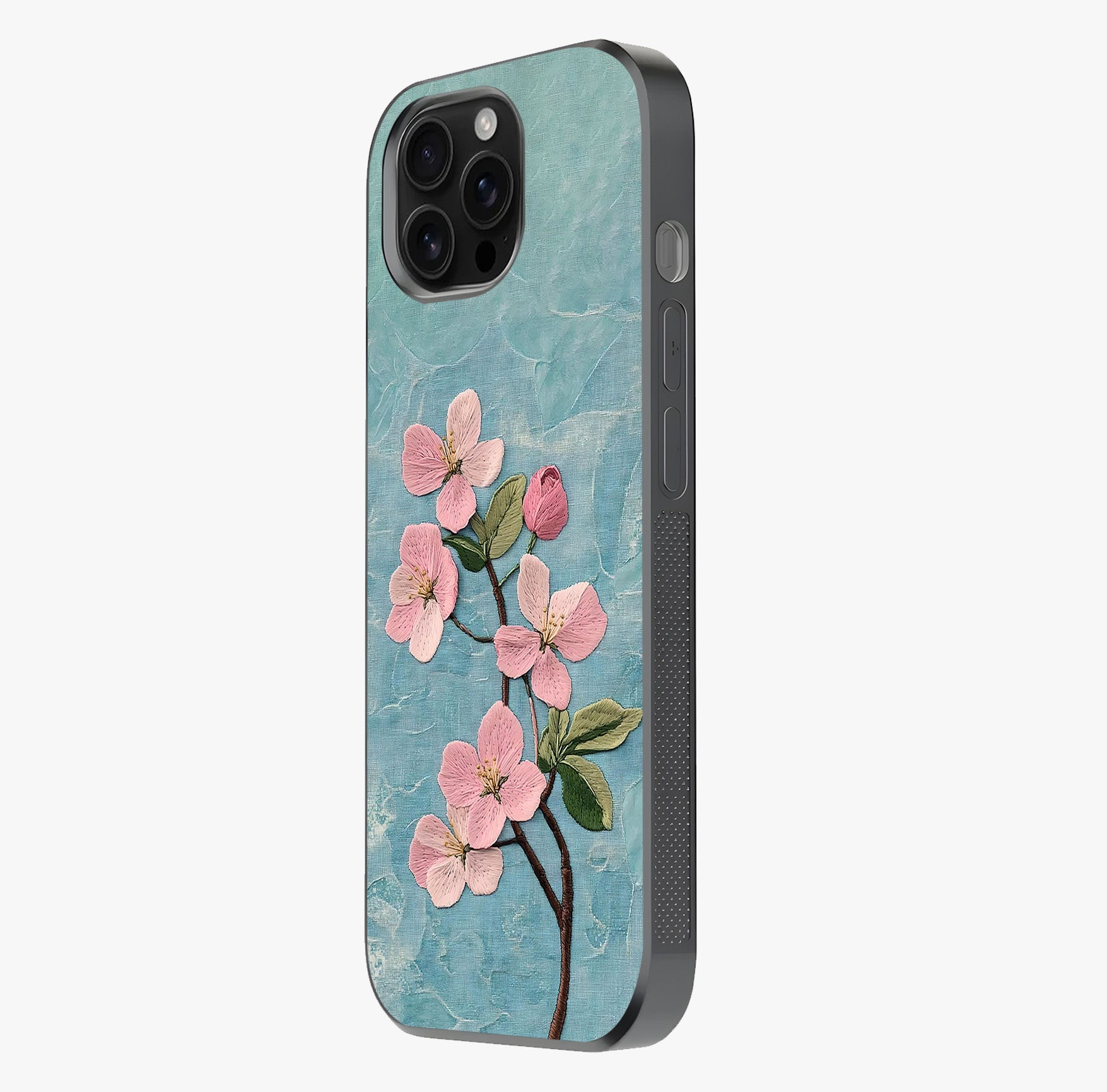 Threaded Blossom Breeze Glass Case photographed in natural light showing reflective finish and design depth.