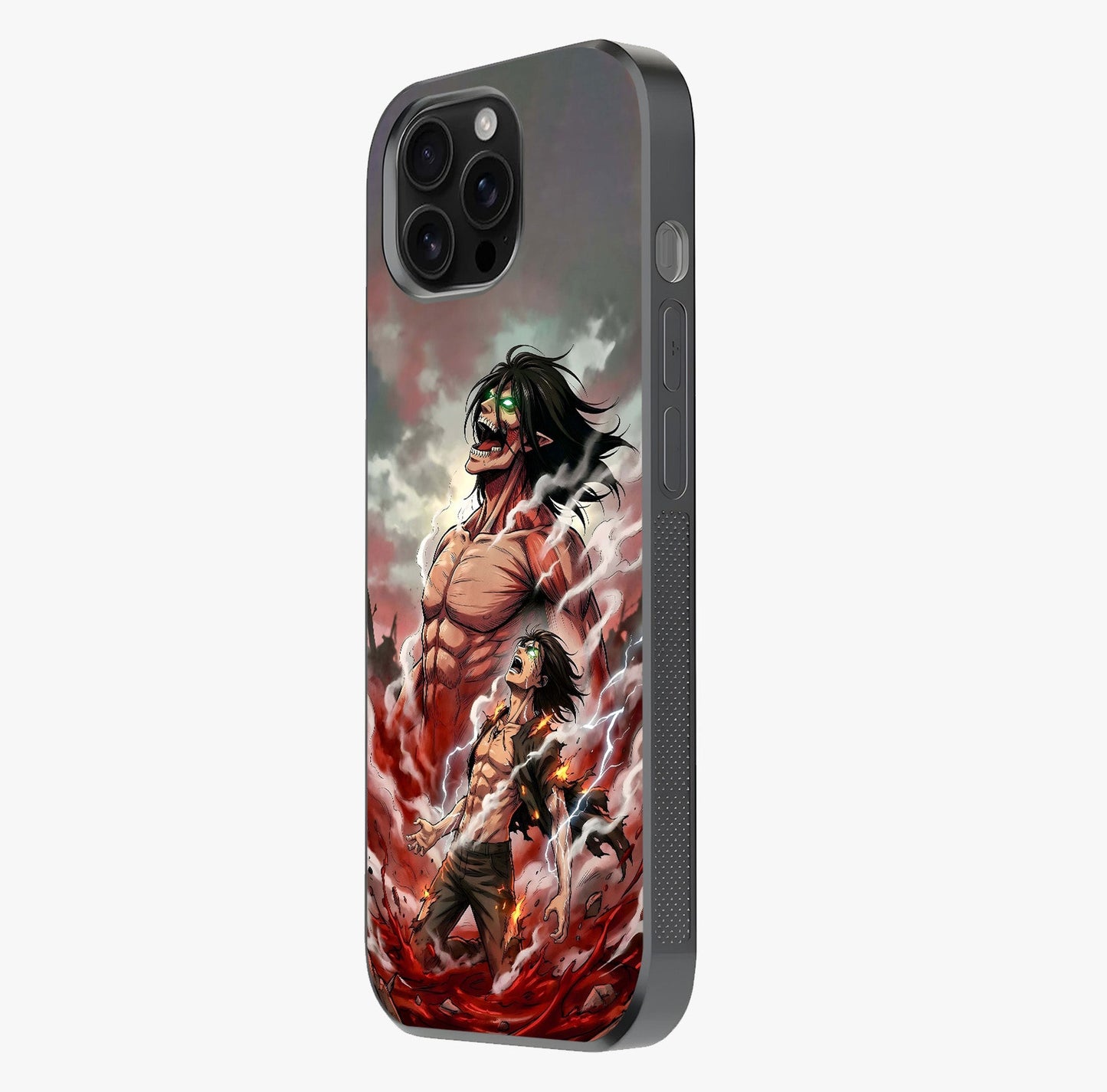 Titan Awakening Fury Glass Case photographed in natural light showing reflective finish and design depth.