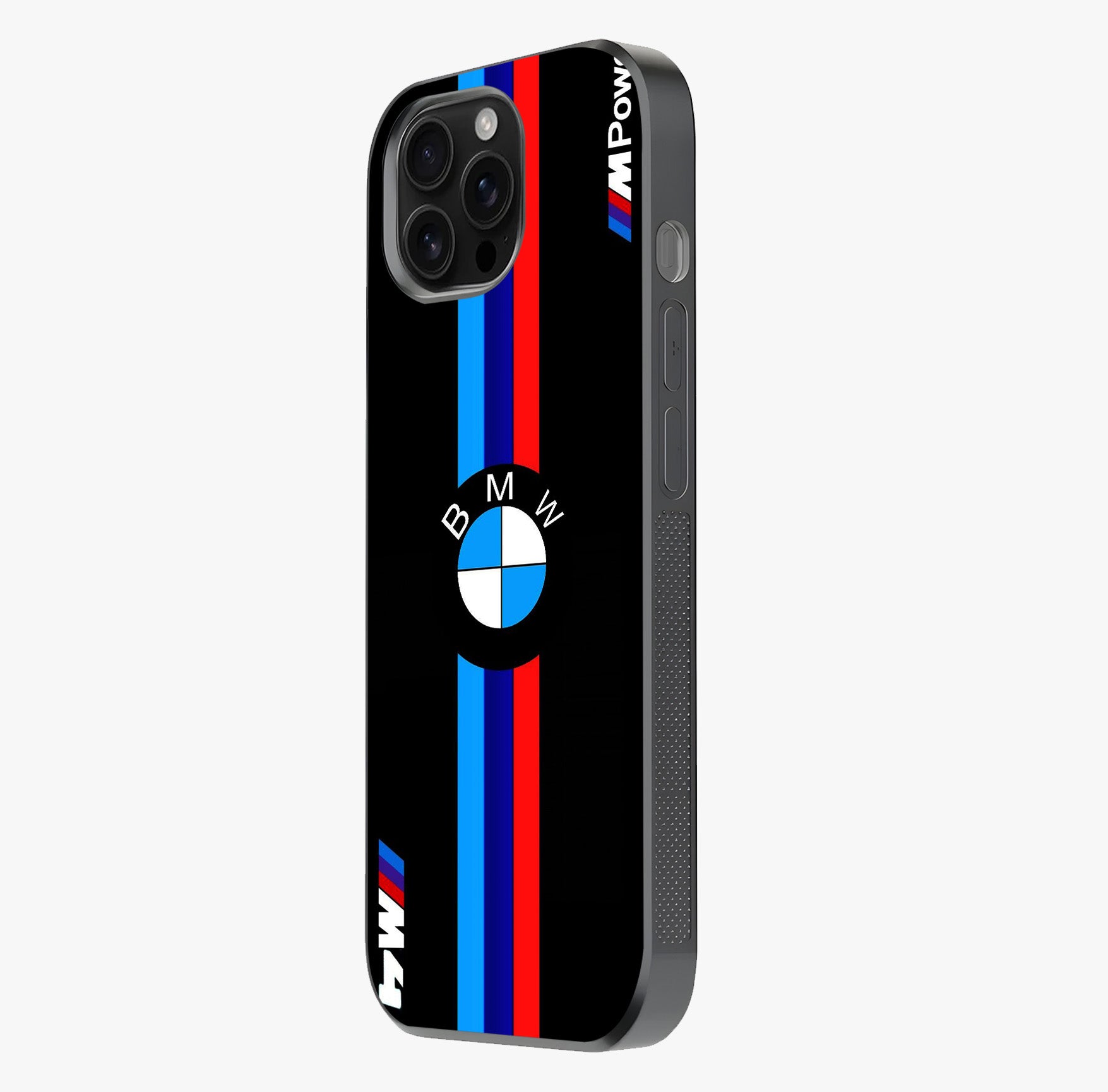 Turbo Bmw Beast Glass Case photographed in natural light showing reflective finish and design depth.