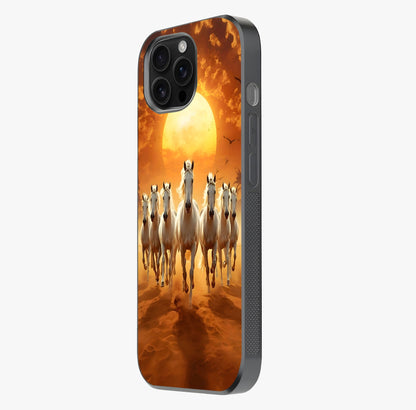 Wild Sunset Majesty Glass Case photographed in natural light showing reflective finish and design depth.