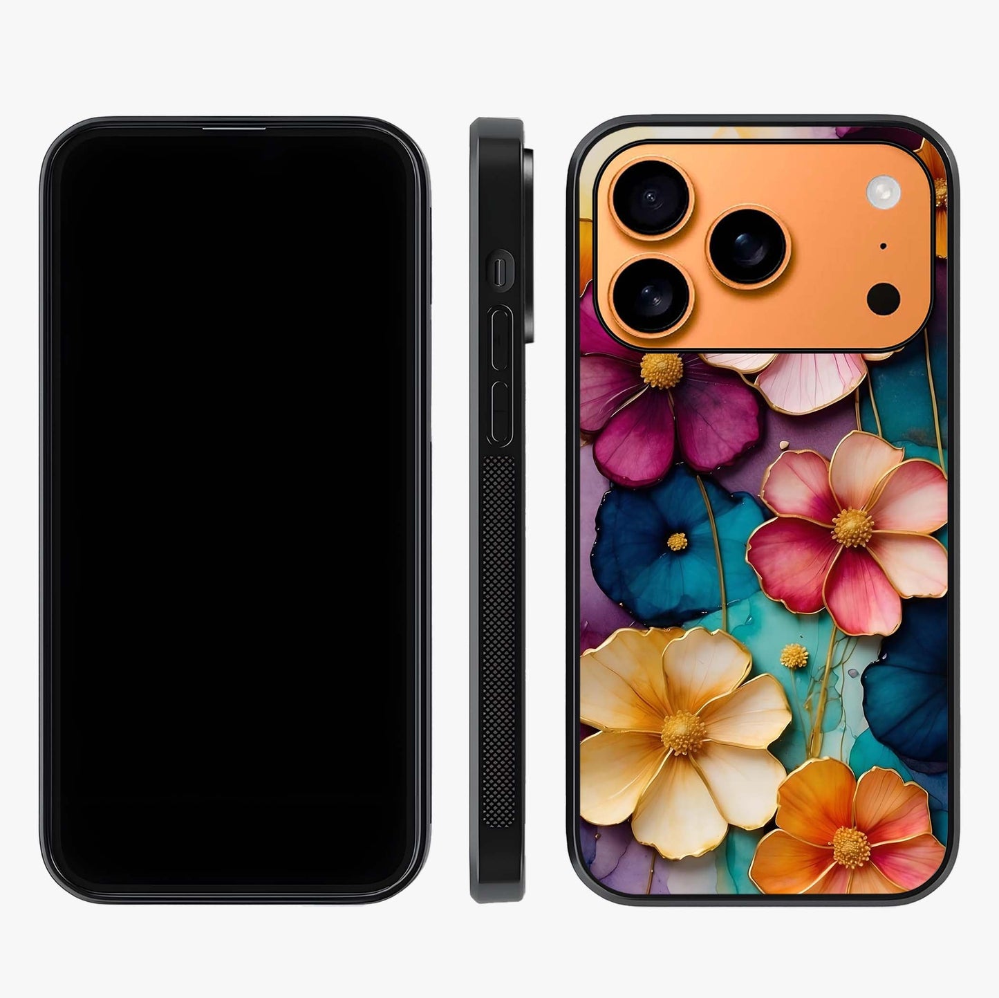 Artlyn Grace Flower Pattern Glass Case displayed upright for full design visibility and premium finish.