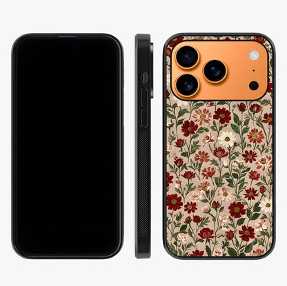 Biege Flower With Leaf Glass Case displayed upright for full design visibility and premium finish.