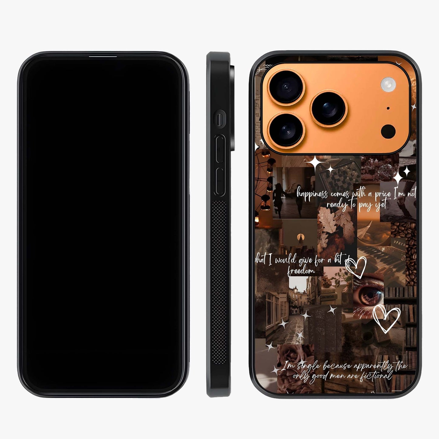 Bittersweet Aesthetic Chaos Glass Case displayed upright for full design visibility and premium finish.