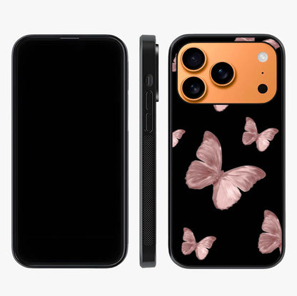 Butterfly Pattern Glass Case displayed upright for full design visibility and premium finish.