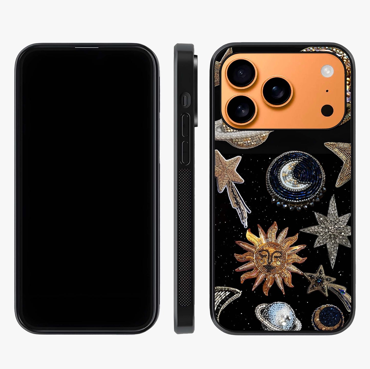 Celestial Gem Constellations Glass Case displayed upright for full design visibility and premium finish.
