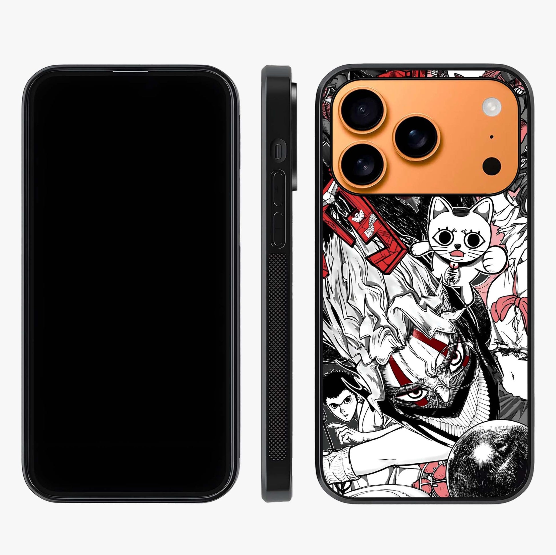 Crimson Chaos Panel Glass Case displayed upright for full design visibility and premium finish.
