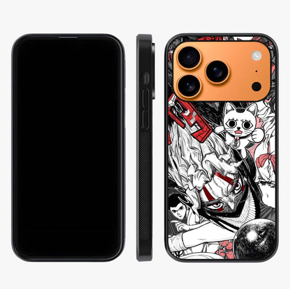 Crimson Chaos Panel Glass Case displayed upright for full design visibility and premium finish.