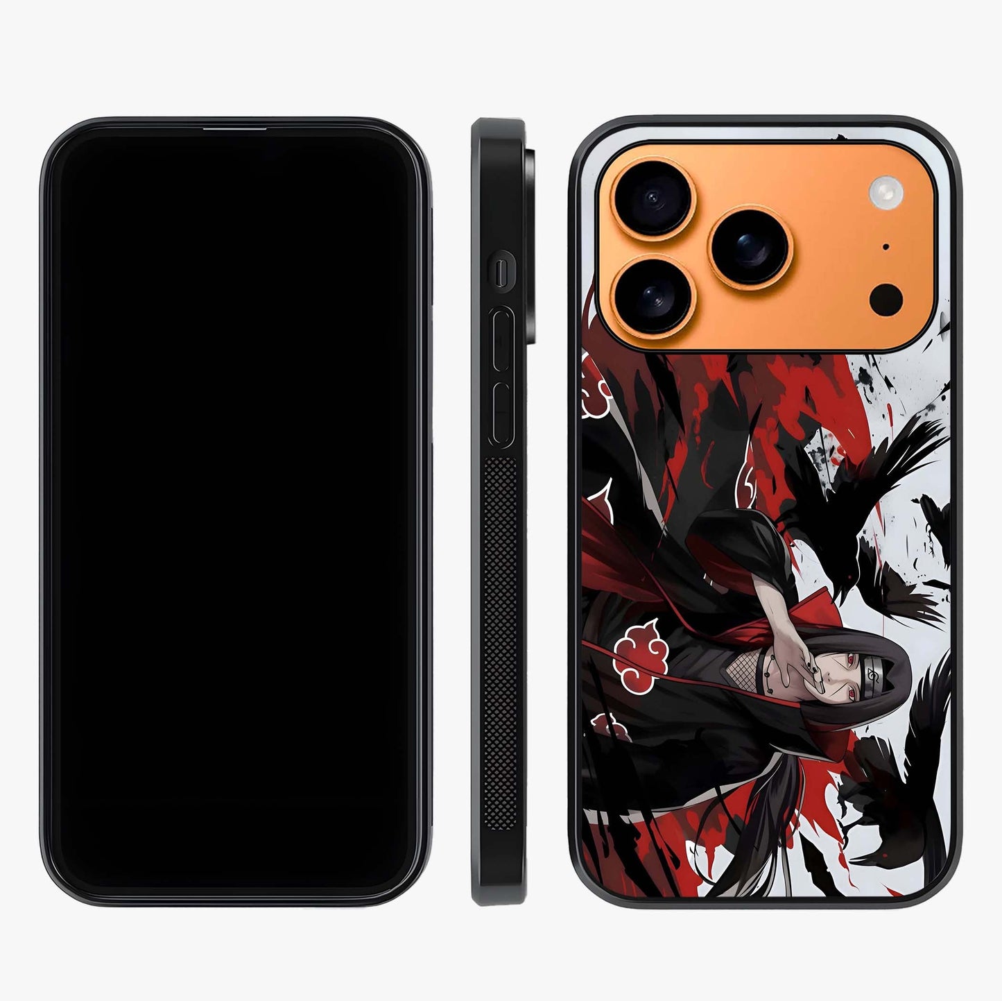 Crimson Crow Illusion Glass Case displayed upright for full design visibility and premium finish.