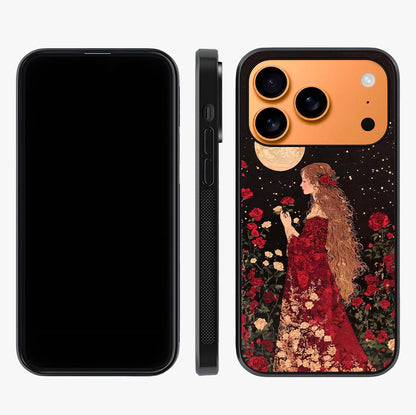 Crimson Dreams Glass Case displayed upright for full design visibility and premium finish.