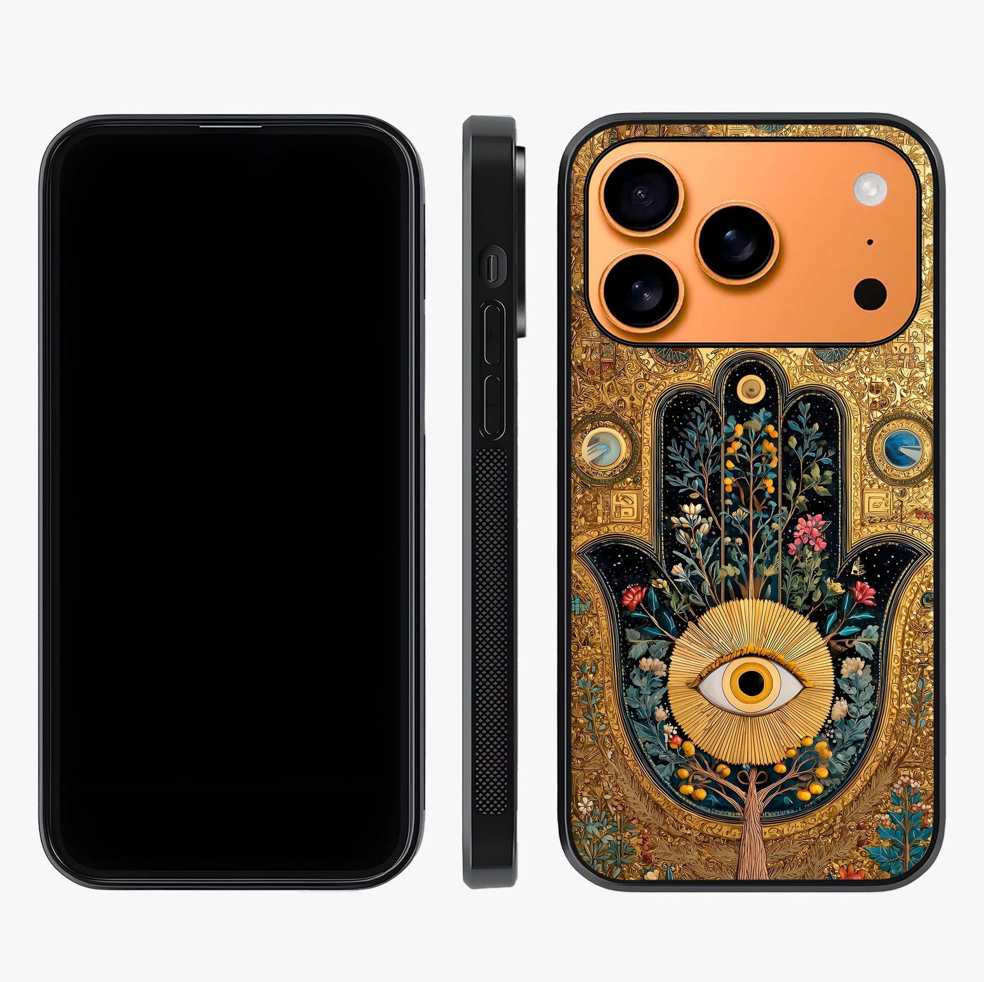 Ethereal Evil Eye Glass Case displayed upright for full design visibility and premium finish.