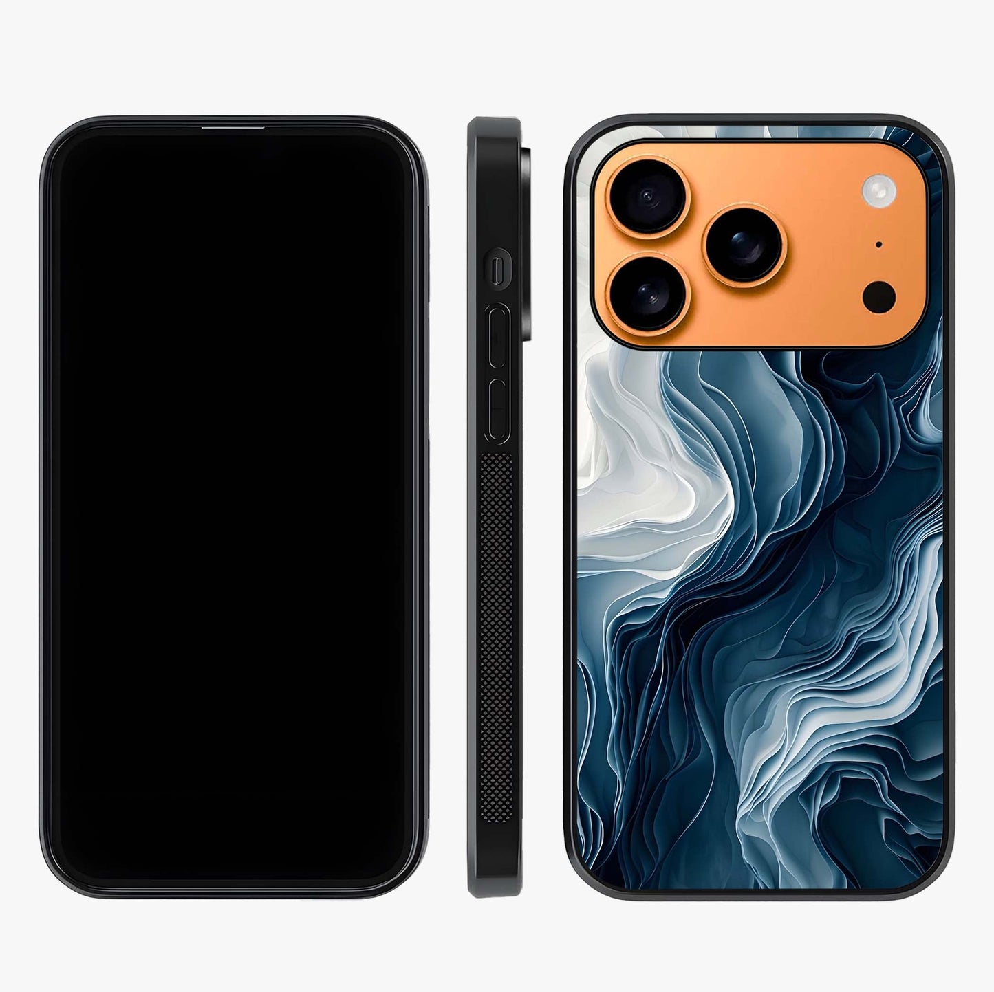 Ethereal Paper Marble Glass Case displayed upright for full design visibility and premium finish.