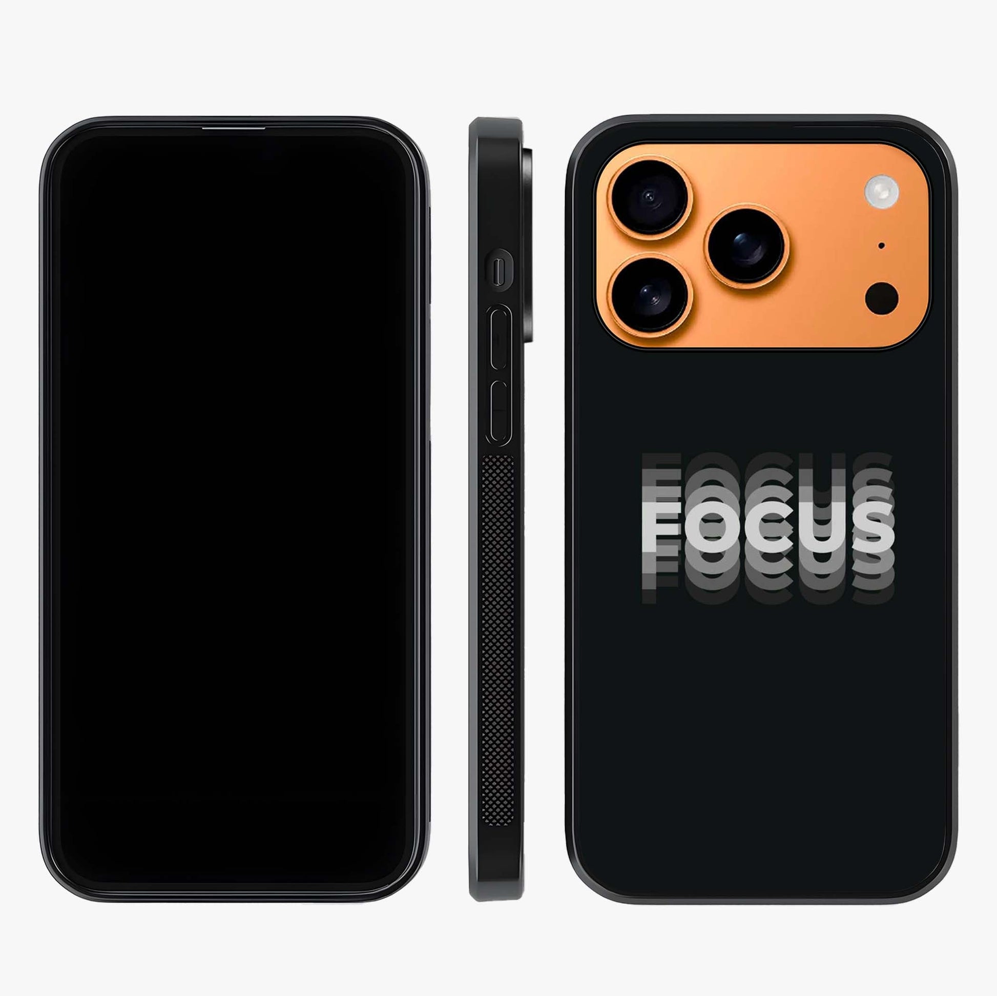 Focus Mode On Glass Case displayed upright for full design visibility and premium finish.