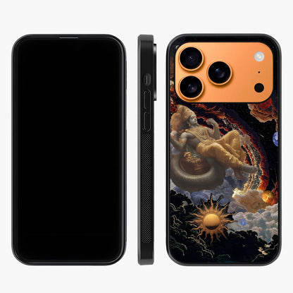 Galactic Divine God Glass Case displayed upright for full design visibility and premium finish.