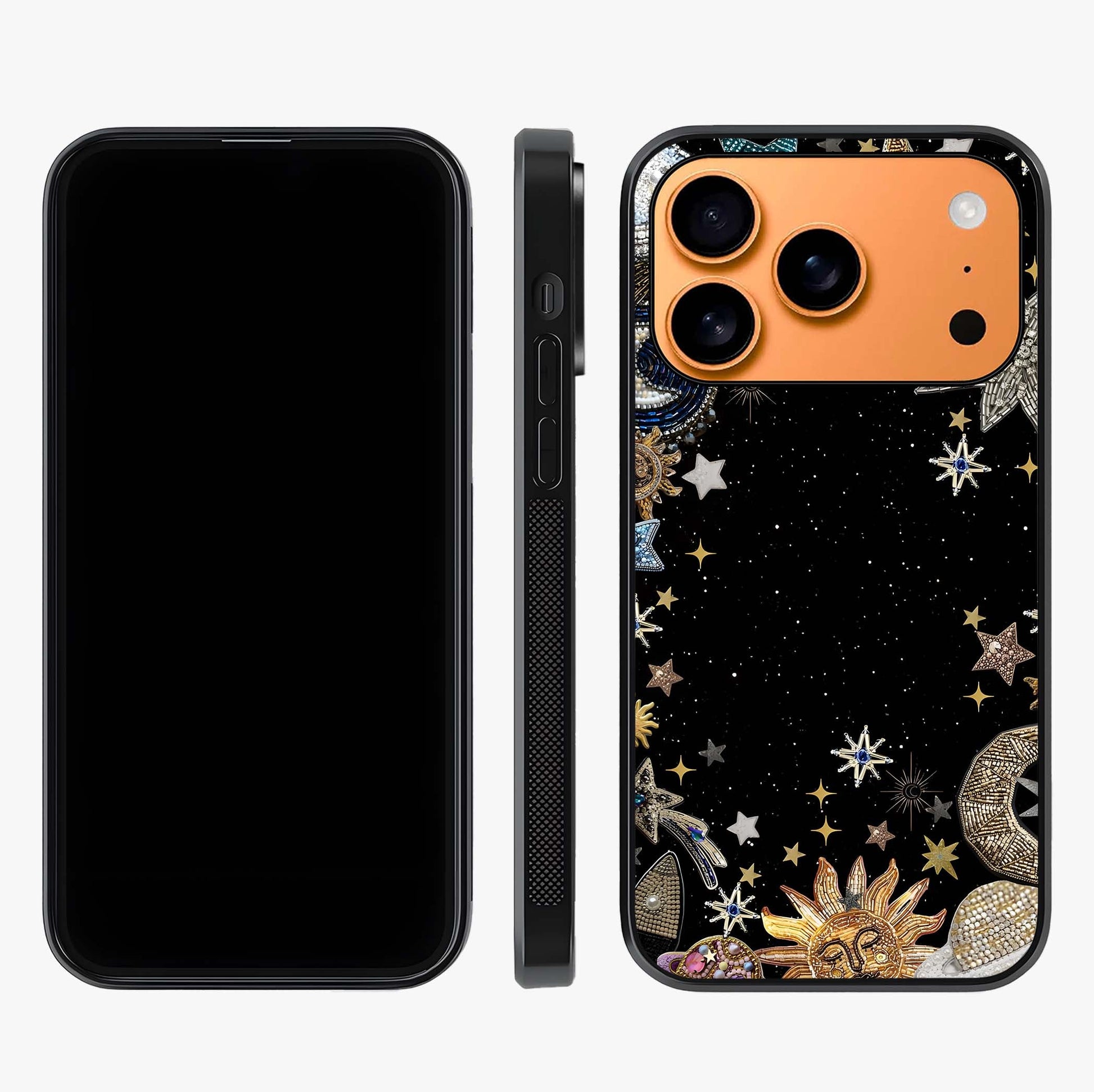 Galactic Jewel Stars Glass Case displayed upright for full design visibility and premium finish.