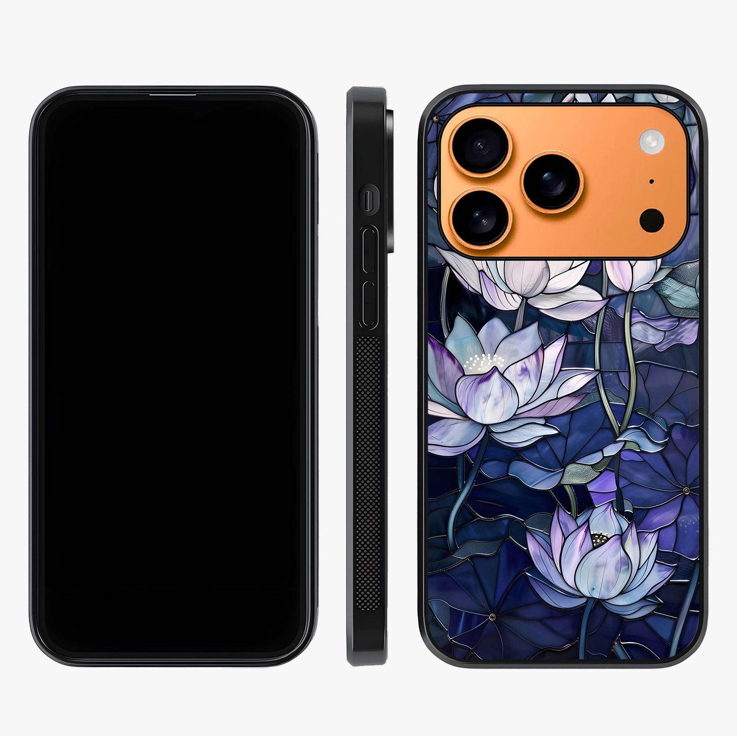 Gloss Petal Rush Glass Case displayed upright for full design visibility and premium finish.