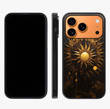 Golden Sun Majesty Glass Case displayed upright for full design visibility and premium finish.