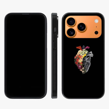Heart With Flowers Glass Case displayed upright for full design visibility and premium finish.