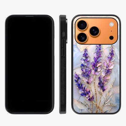 Lavender Dream Glow Glass Case displayed upright for full design visibility and premium finish.
