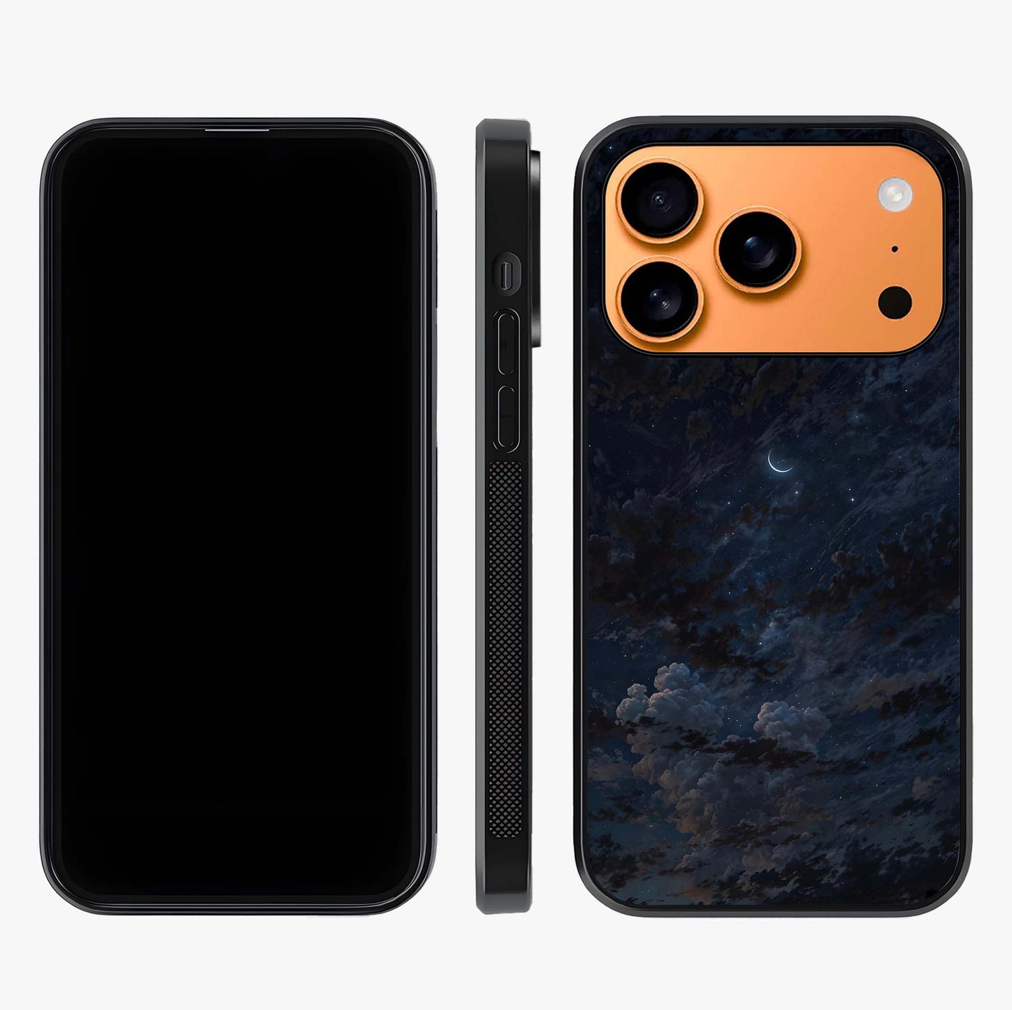 Lunar Veil Silence Glass Case displayed upright for full design visibility and premium finish.