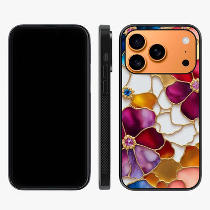 Marble Flower Pattern Glass Case displayed upright for full design visibility and premium finish.