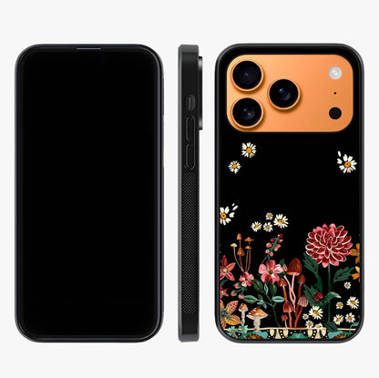 Midnight Bloom Pattern Glass Case displayed upright for full design visibility and premium finish.