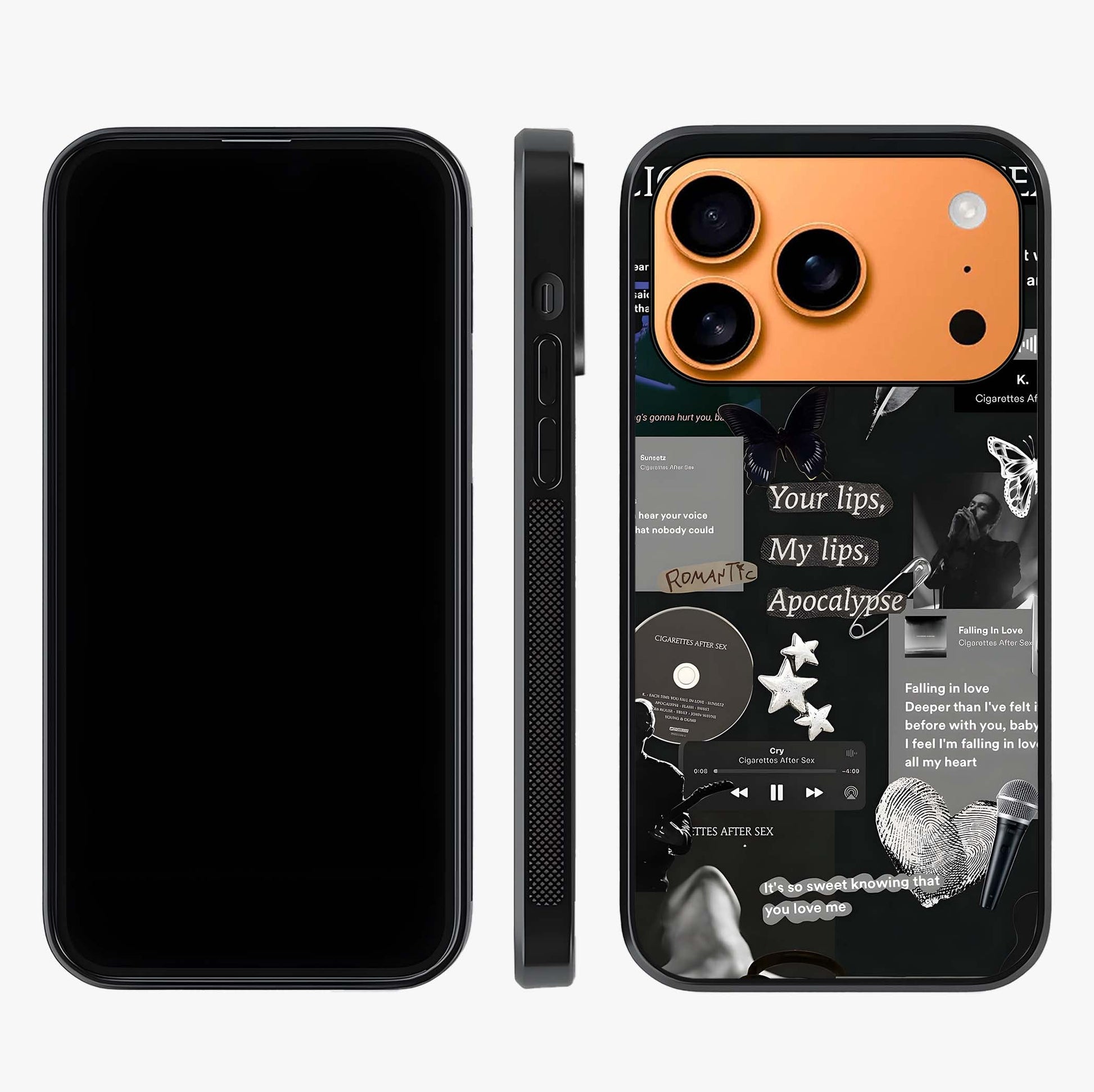 Midnight Love Echo Glass Case displayed upright for full design visibility and premium finish.