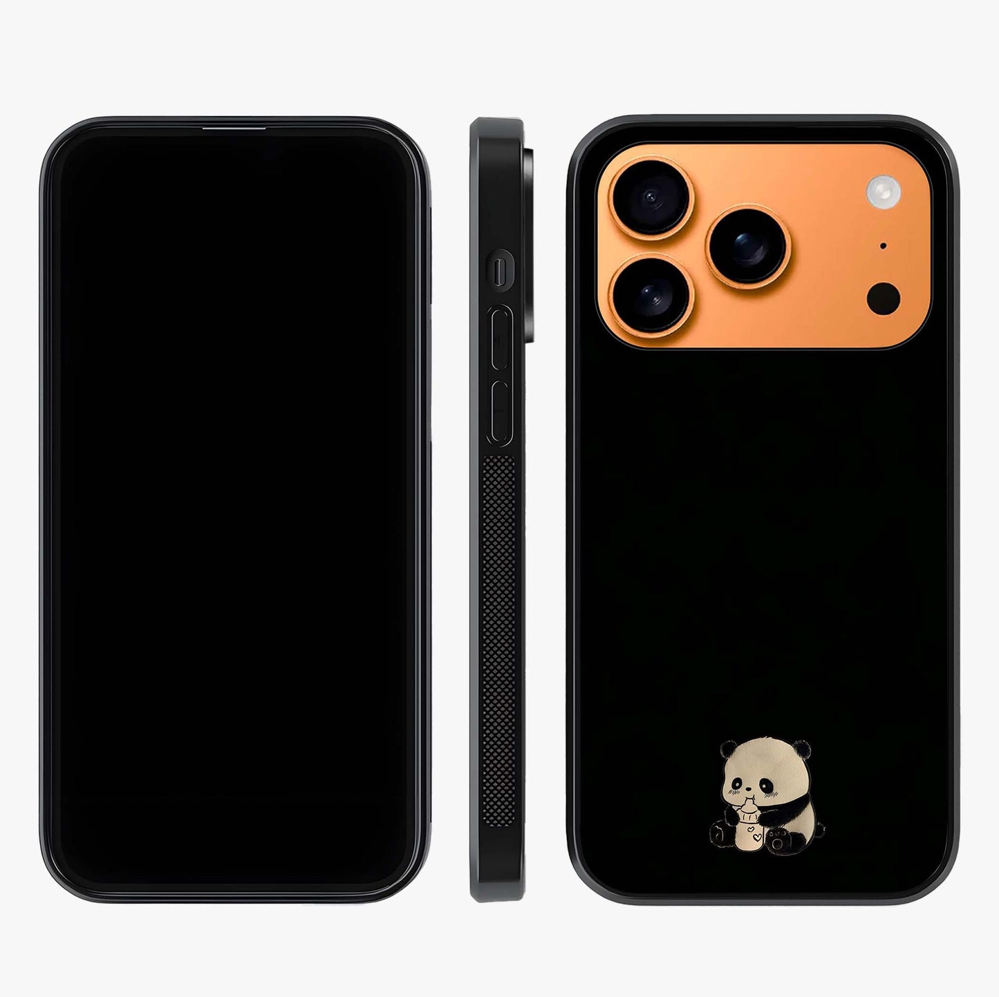 Midnight Panda Love Glass Case displayed upright for full design visibility and premium finish.
