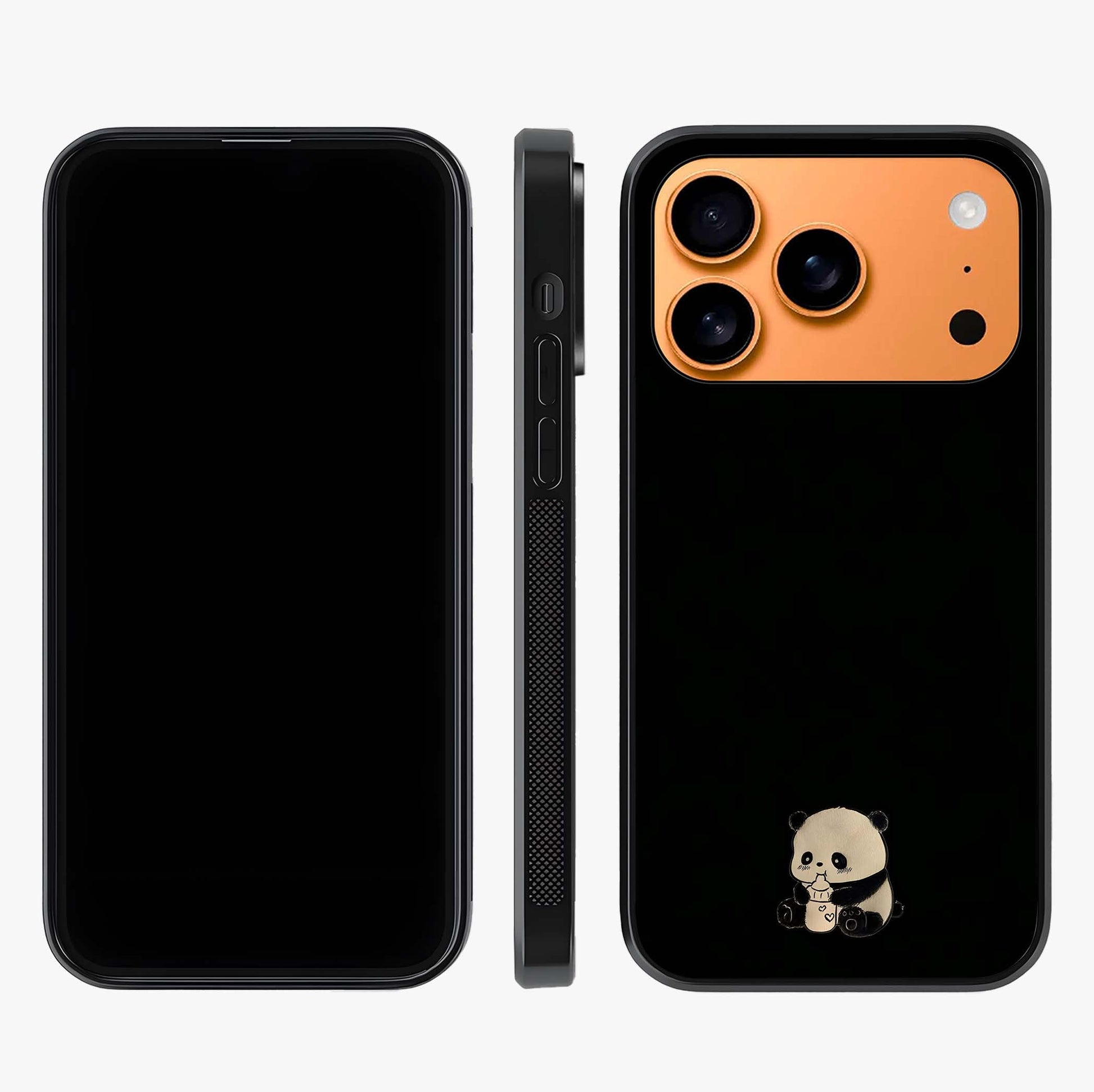 Midnight Panda Love Glass Case displayed upright for full design visibility and premium finish.