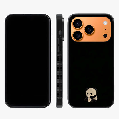 Midnight Panda Love Glass Case displayed upright for full design visibility and premium finish.