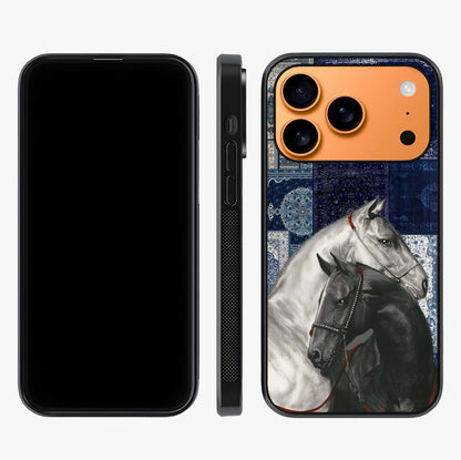 Midnight Stallion Blues Glass Case displayed upright for full design visibility and premium finish.