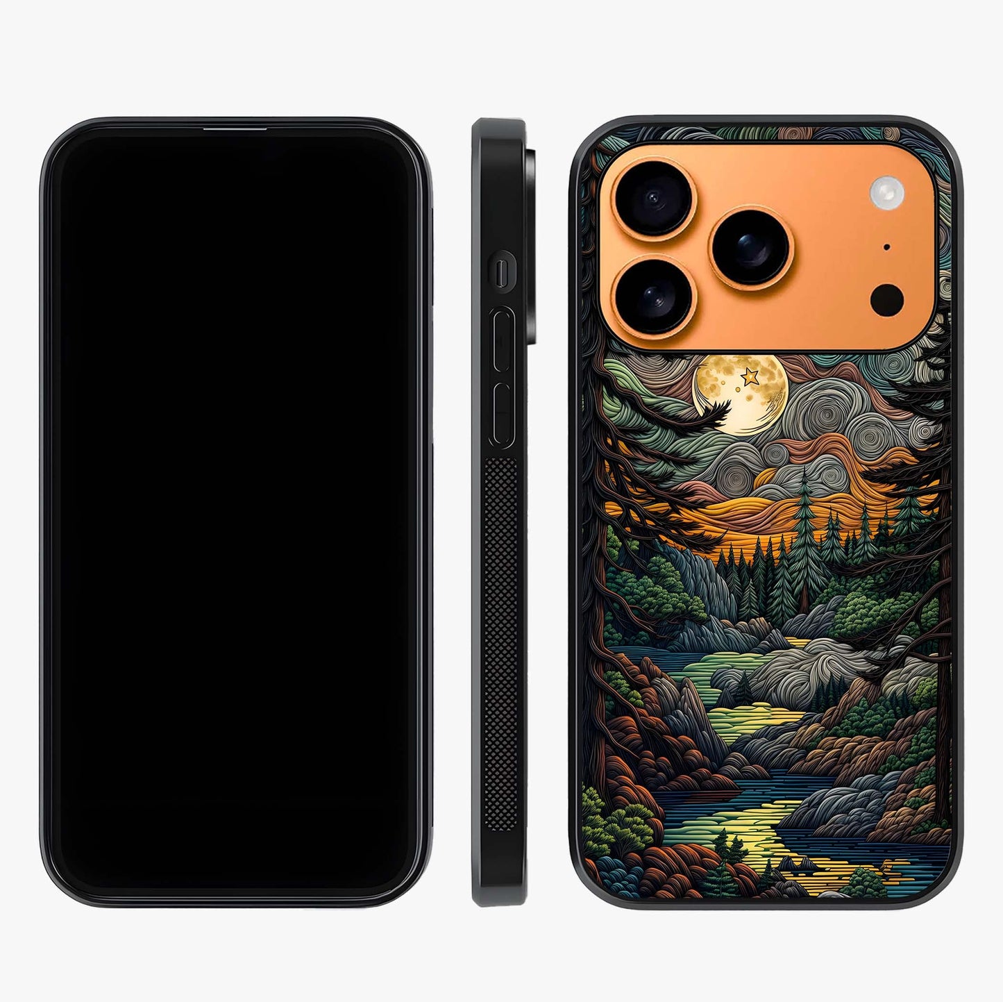 Moonlight Forest Dream Glass Case displayed upright for full design visibility and premium finish.