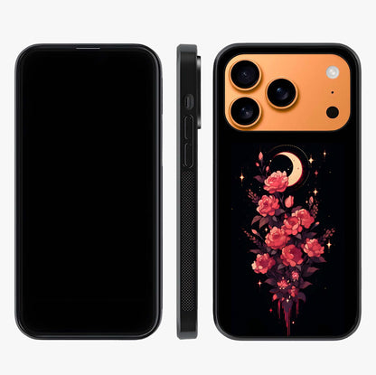 Moonlit Floral Elegance Glass Case displayed upright for full design visibility and premium finish.