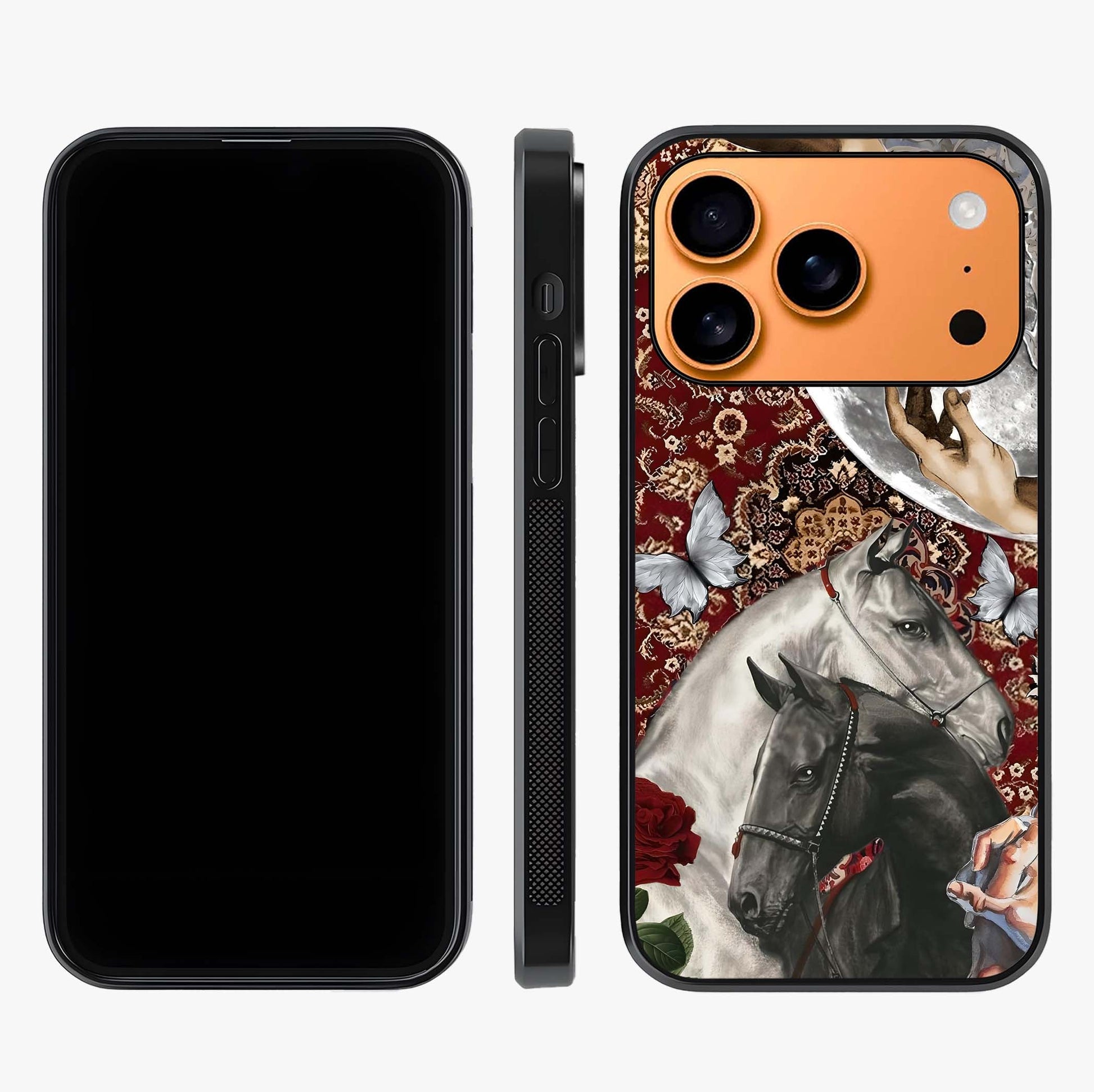 Moonlit Royal Stallion Glass Case displayed upright for full design visibility and premium finish.
