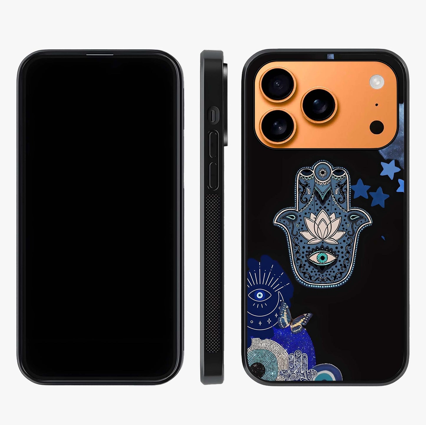 Mystic Hand Aura Glass Case displayed upright for full design visibility and premium finish.