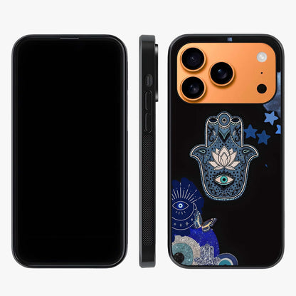 Mystic Hand Aura Glass Case displayed upright for full design visibility and premium finish.