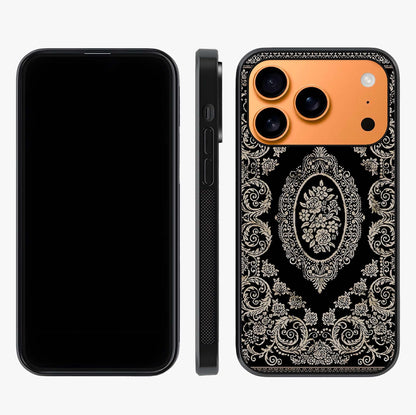 Noir Bloom Elegance Glass Case displayed upright for full design visibility and premium finish.