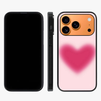 Pink Aura Heart Glass Case displayed upright for full design visibility and premium finish.