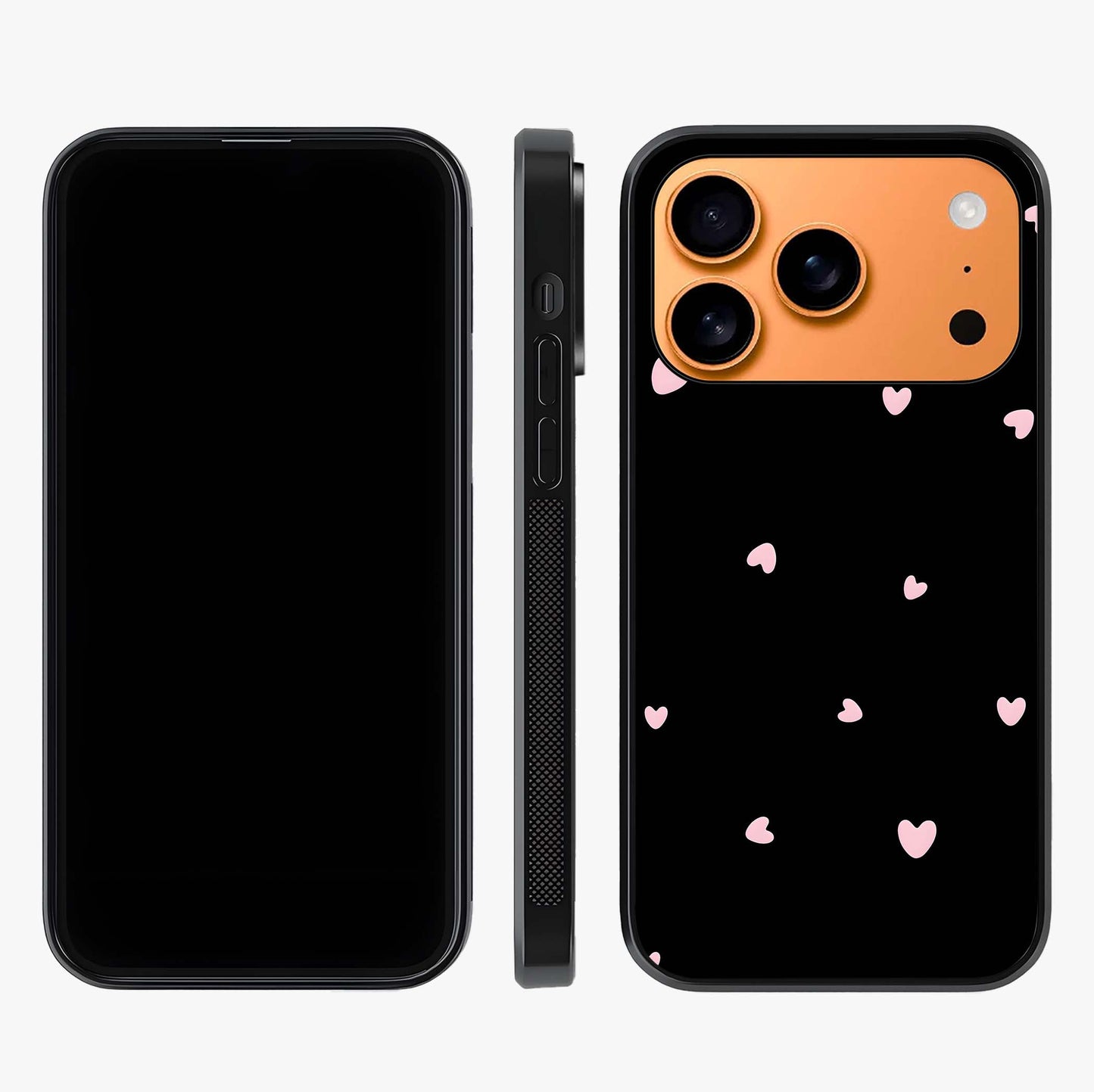 Pink Love Drops Glass Case displayed upright for full design visibility and premium finish.