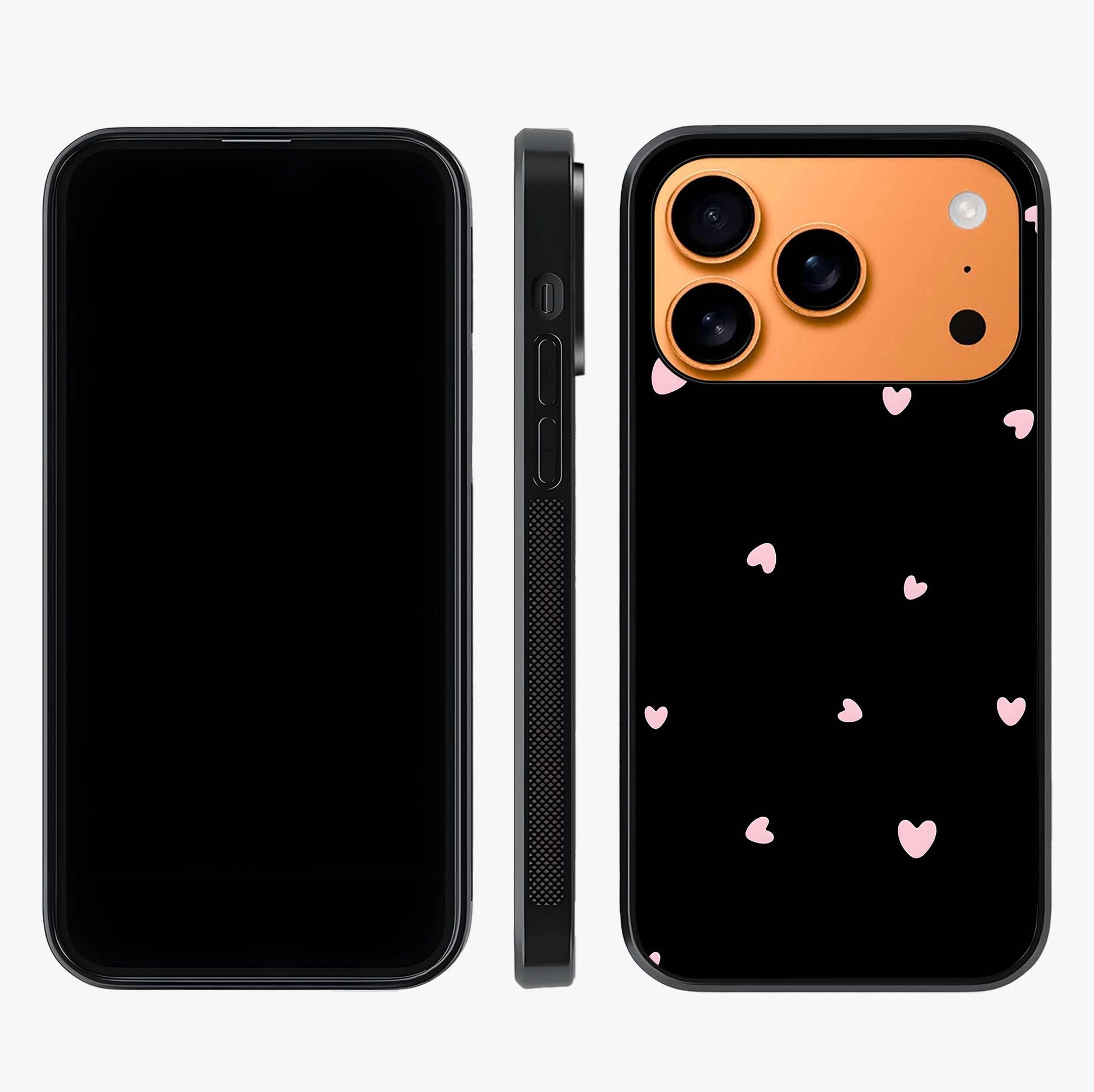 Pink Love Drops Glass Case displayed upright for full design visibility and premium finish.
