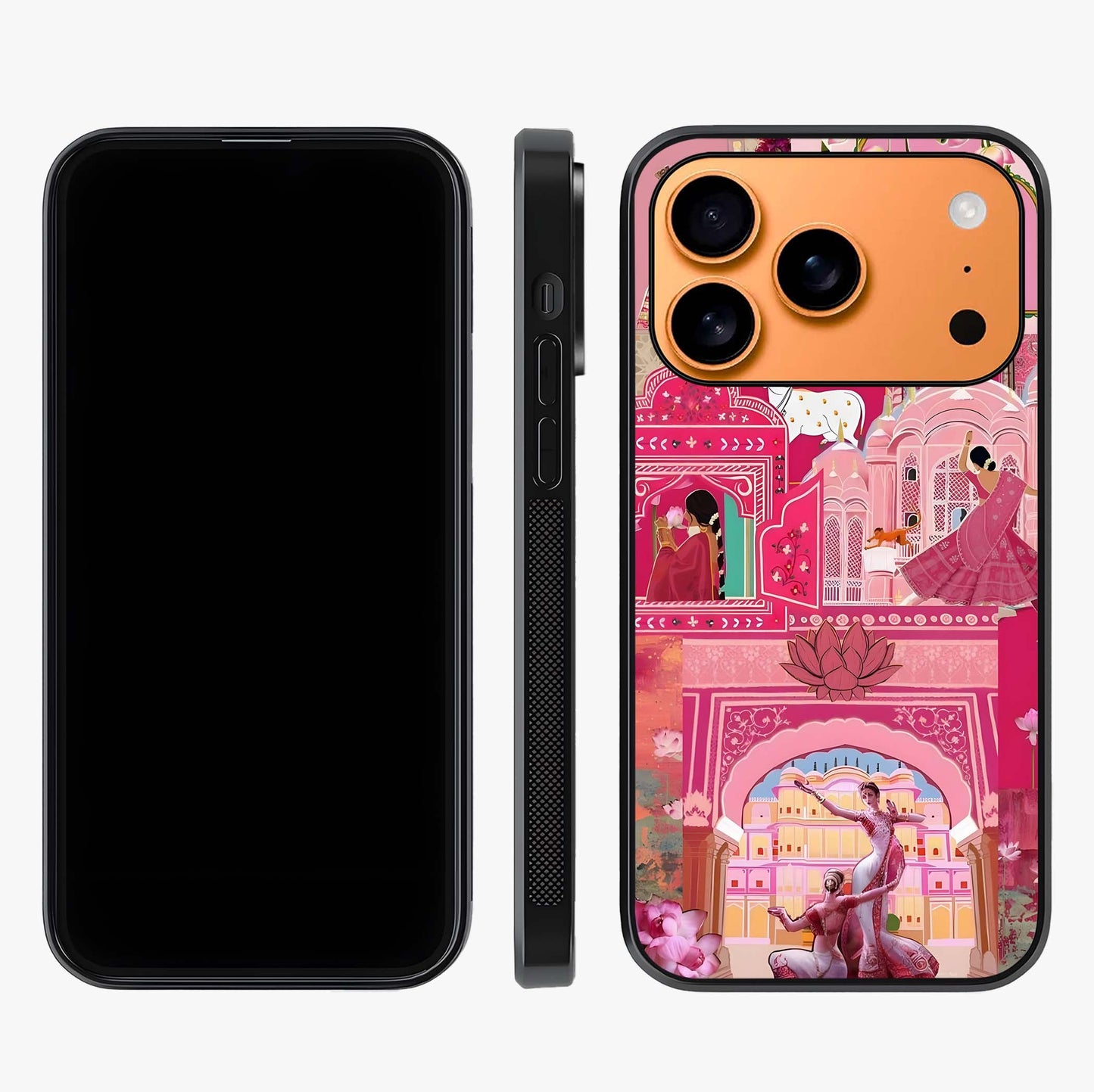Pink Palace Muse Glass Case displayed upright for full design visibility and premium finish.